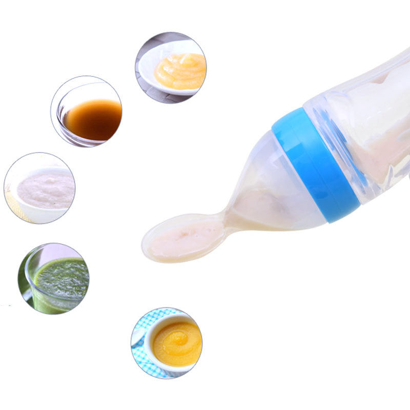 squeezed silicon spoon milk feeding bottle