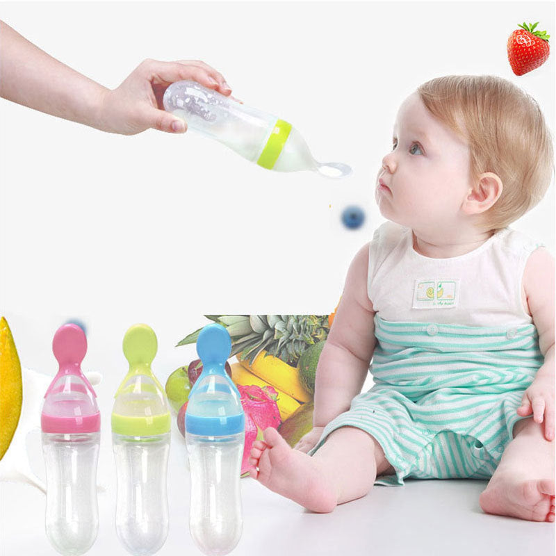 squeezed silicon spoon milk feeding bottle