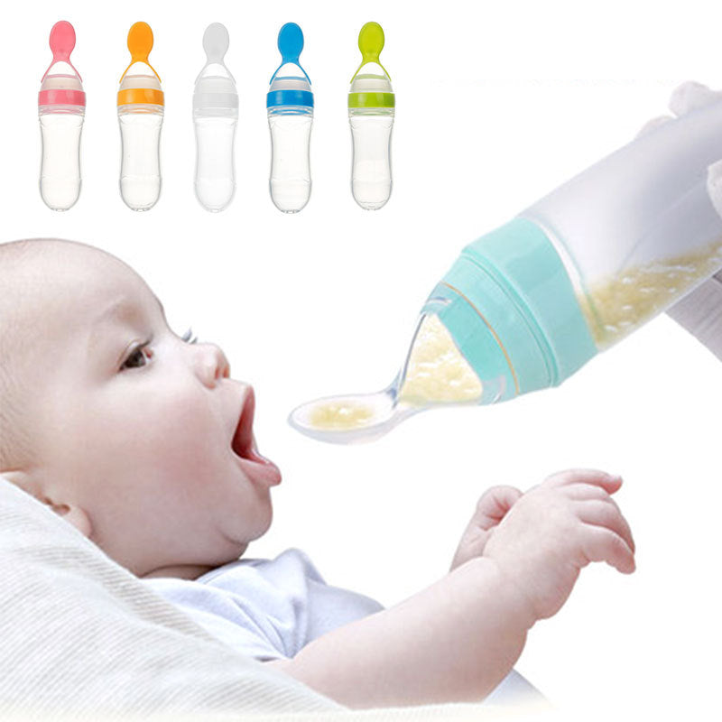 squeezed silicon spoon milk feeding bottle