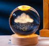 3D Warm Light Inner Carving Solid Wood Desktop Small Night Lamp Crystal Ball Decoration