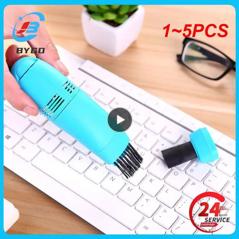 1~5PCS Mini Vacuum Cleaner Keyboard Electric Brush USB Brush Kit Dust Cleaner Collector Three Heads Detachable Cleaning Tool